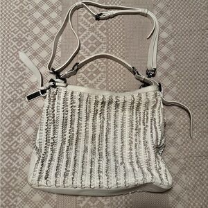 Burberry White ruched leather extra large bag